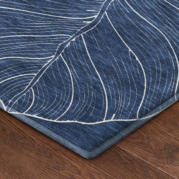 Mayfield Premium Machine Washable Abstract AMF2506 Navy 9 ft. x 12 ft. Area Rug