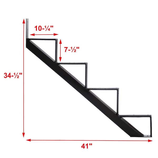 4-Steps Steel Stair Stringer black 7-1/2 in. x 10-1/4 in. (Includes 1 Stair Stringer)