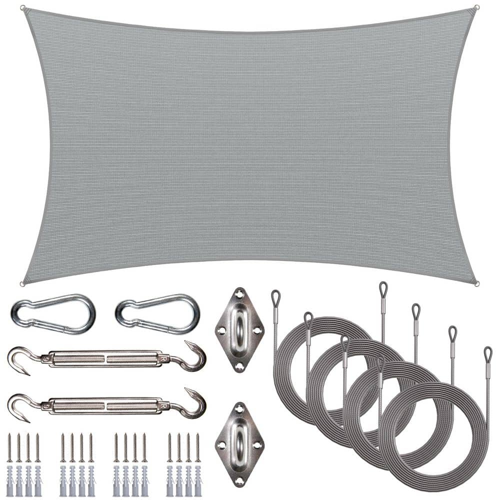 14 ft. x 18 ft. Rectangle Sun Shade Sail with Hardware Kit and Rope-Gray price history on PriceWatchPro