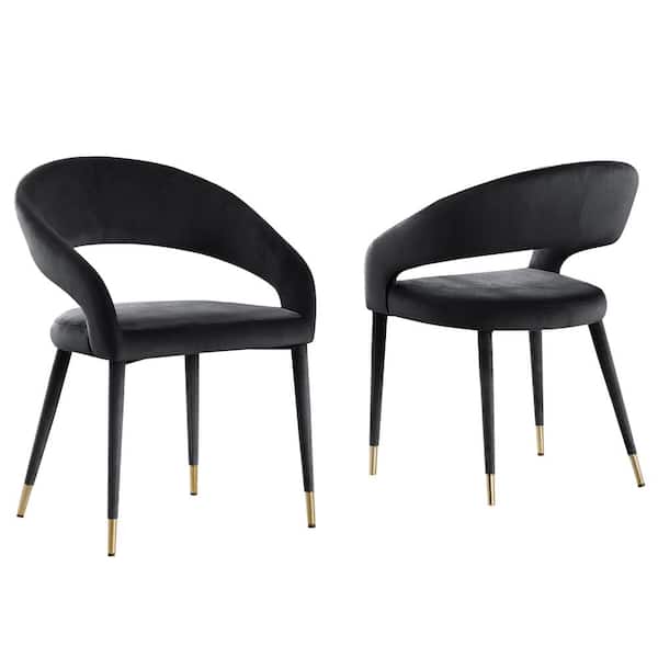 Best Master Furniture Jacques 32 in. H Velvet Black Dining Chairs (Set of 2)