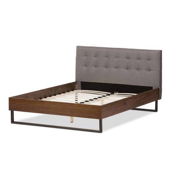 Baxton Studio Mitchell Gray Fabric Upholstered Queen Platform Bed 28862 7352 Hd The Home Depot