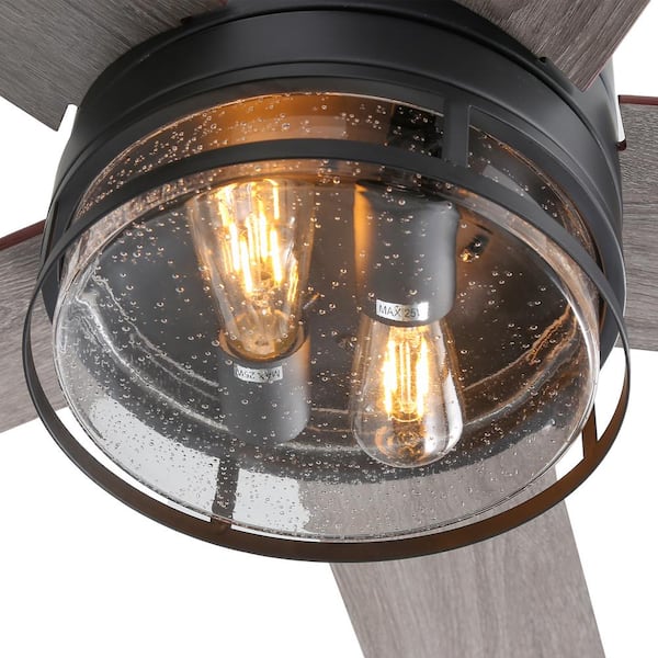 65 in. Indoor Matte Black Ceiling Fan with Remote and Light Included