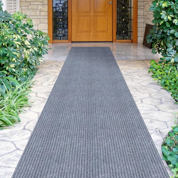 Scrabe Rib Non-Slip Rubberback Black Indoor/Outdoor Utility Rug Ottomanson