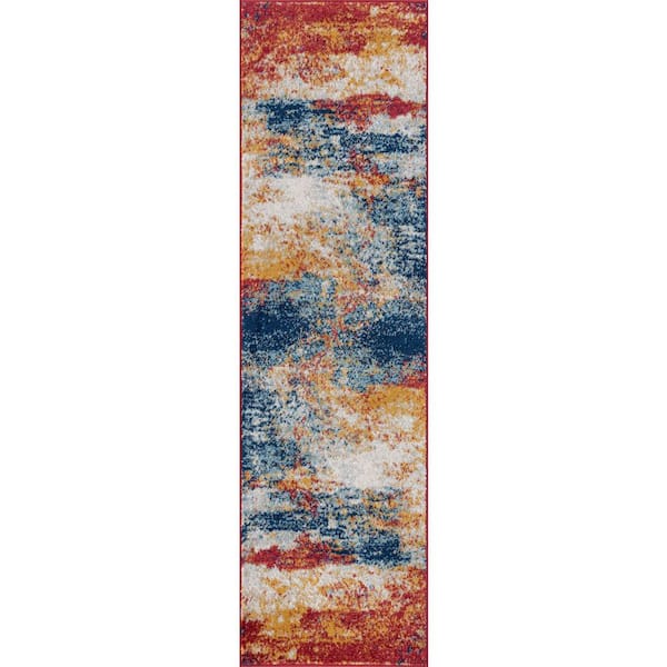 Tayse Rugs Diamond Abstract Multi-Color 2 ft. x 8 ft. Indoor Runner Rug