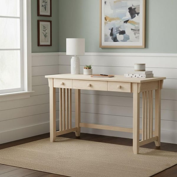 International Concepts 48 in. Solid Wood Rectangular Unfinished 2 Drawer Writing Desk