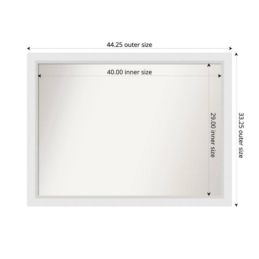 Blanco White 44.25 in. x 33.25 in. Custom Non-Beveled Wood Framed Bathroom 