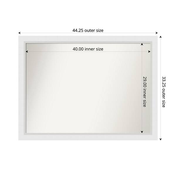 Amanti Art Blanco White 44.25 in. x 33.25 in. Custom Non-Beveled Wood Framed Bathroom Vanity Wall Mirror