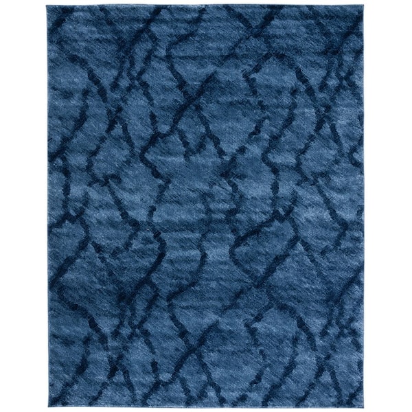Retro 10 ft. x 14 ft. Blue/Dark Blue Abstract Area Rug