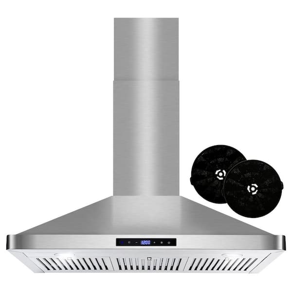 Cosmo 36 in. Vista Collection 380 CFM Ductless Wall Mount Range Hood, Touch Controls, LED Lights, Stainless Steel