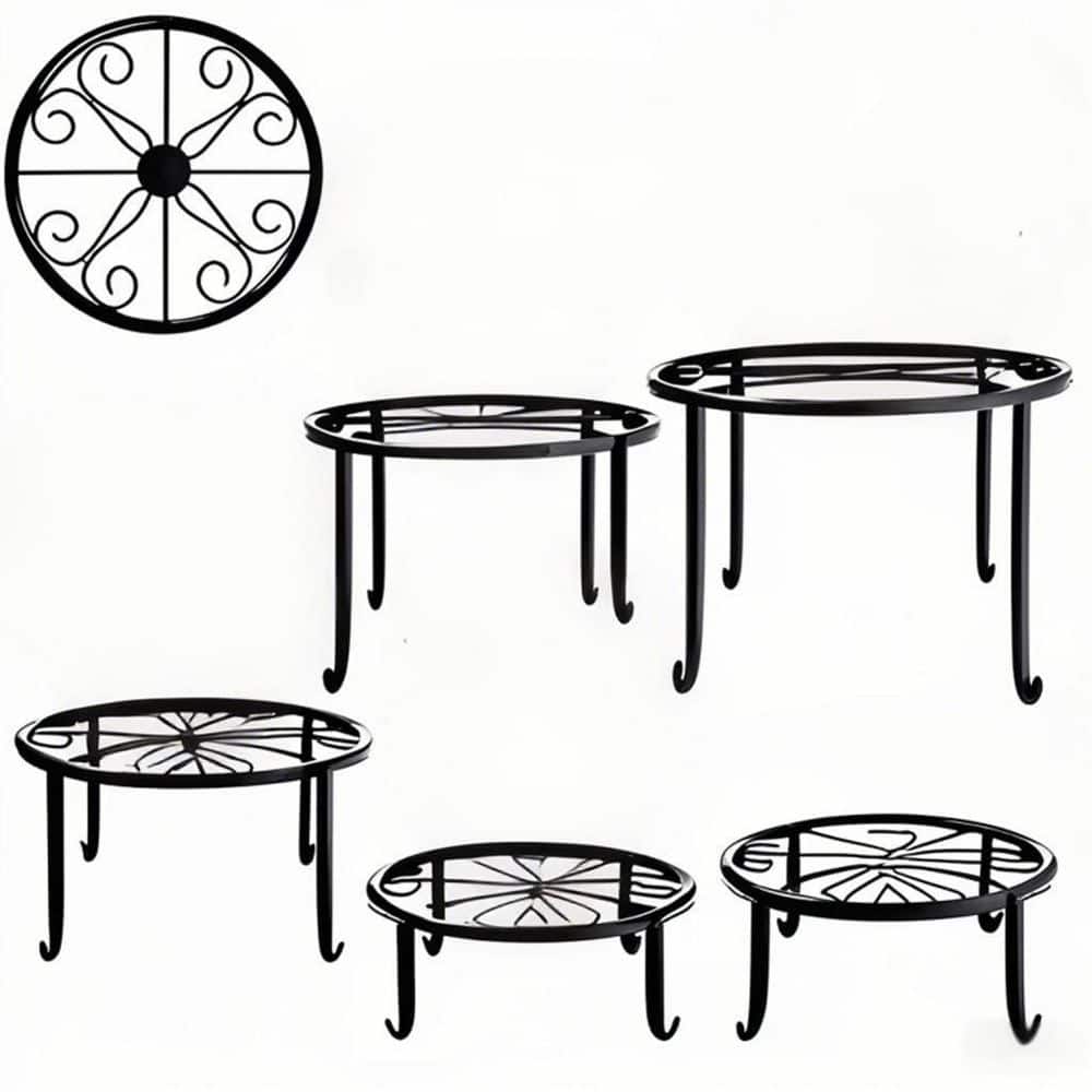 10 in. D x 10 in. W x 6 in. H Metal Plant Stand, Multiple Rustproof Iron Round Plant Shelf for Patio & Garden (5-Pack) price history on PriceWatchPro