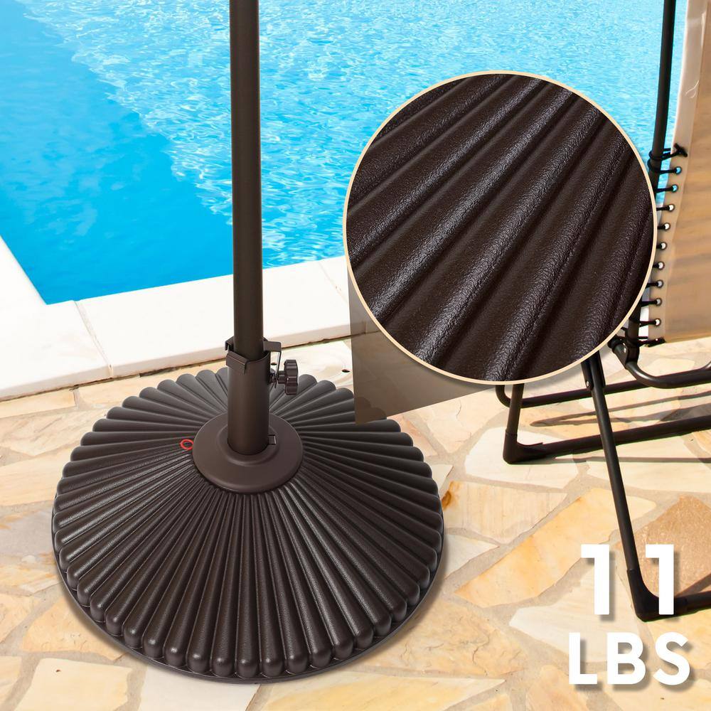 Bronze Wheeled Steel Umbrella Base with Decorative Patterns