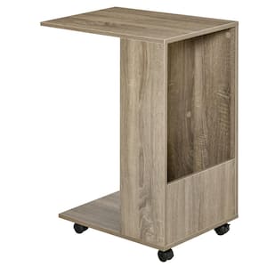 Modern 23.5 in. Grey C-Shaped Particleboard End Table