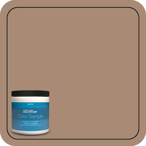 BEHR PREMIUM PLUS 8 oz. #N240-5 Rodeo Tan Satin Enamel Interior/Exterior Paint & Primer Color Sample
