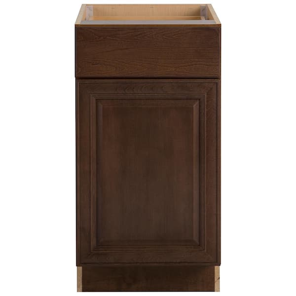 Hampton Bay Benton Assembled 18x34.5x24 in. Base Cabinet with Soft Close Full Extension Drawer in Butterscotch