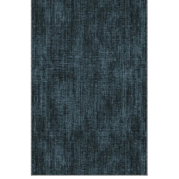 Non-Slip Rubberback Solid Design 8 x 17 Indoor Area Rug, 7 ft. 10 in. x 17 ft., Charcoal Navy