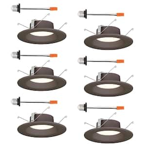 5 in./6 in. Selectable CCT Integrated LED Bronze Recessed Light, Dimmable Baffle Retrofit Trim, (6-Pack)