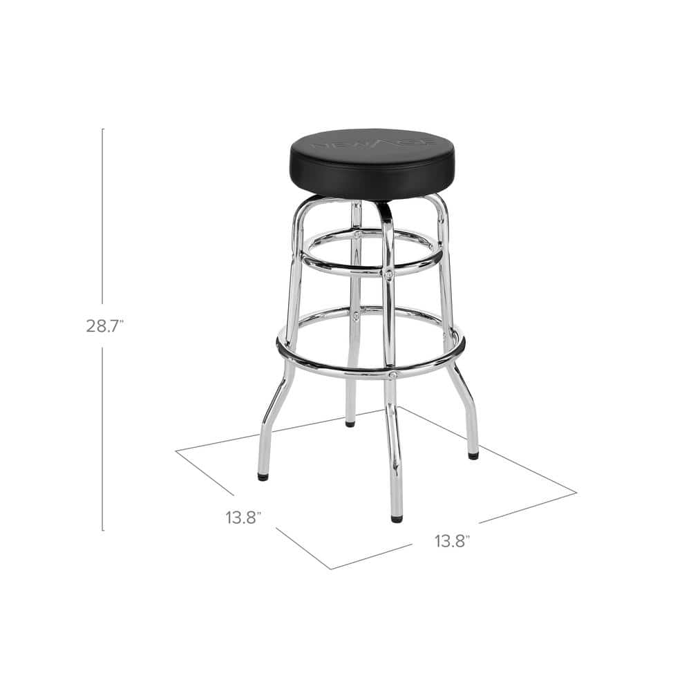 Chrome-Base Matte Black Swivel Adjustable Height Stool with Foam Padding
