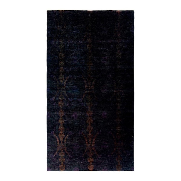 Overdyed Black 8 ft. x 14 ft. Solid Wool Indoor Area Rug