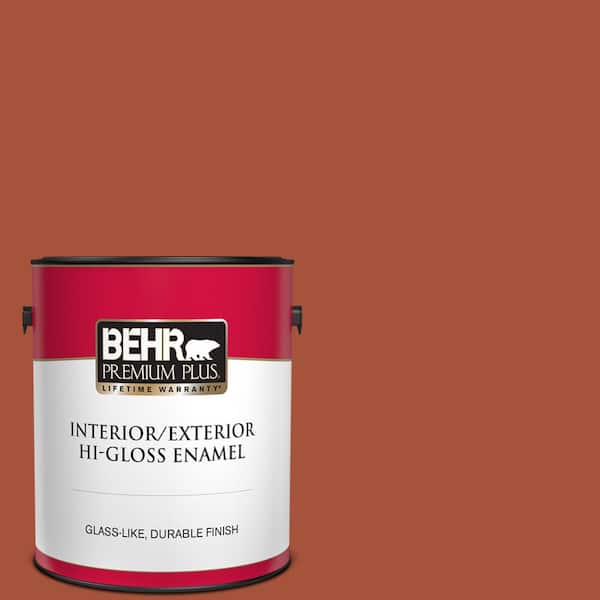 BEHR PREMIUM PLUS 1 gal. #S-H-210 New Penny Hi-Gloss Enamel Interior/Exterior Paint