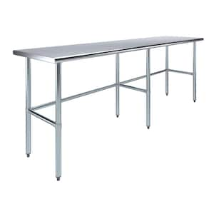 24 in. x 96 in. Stainless Steel Open Base Kitchen Utility Table Metal Prep Table