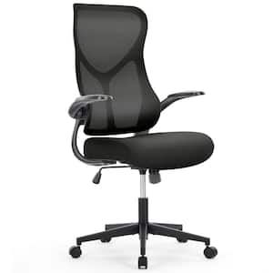 Mesh High Back Ergonomic Computer Office Chair in Black with Flip-up Arms and Wheels