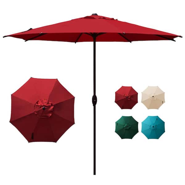 Abba Patio 9 ft. Outdoor Market Umbrella with Push Button Tilt and Crank Patio Umbrella in Red