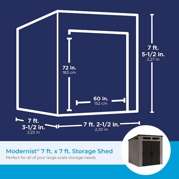 Suncast Modernist 7 ft. x 7 ft. Plastic Storage Shed with Floor Kit Suncast Modernist 7 ft. x 7 ft. Plastic Storage Shed with Floor Kit