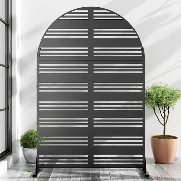 72 in. H x 47 in. W Arched Wall Sculptures Outdoor Privacy Screens Garden Fence Harold in Black