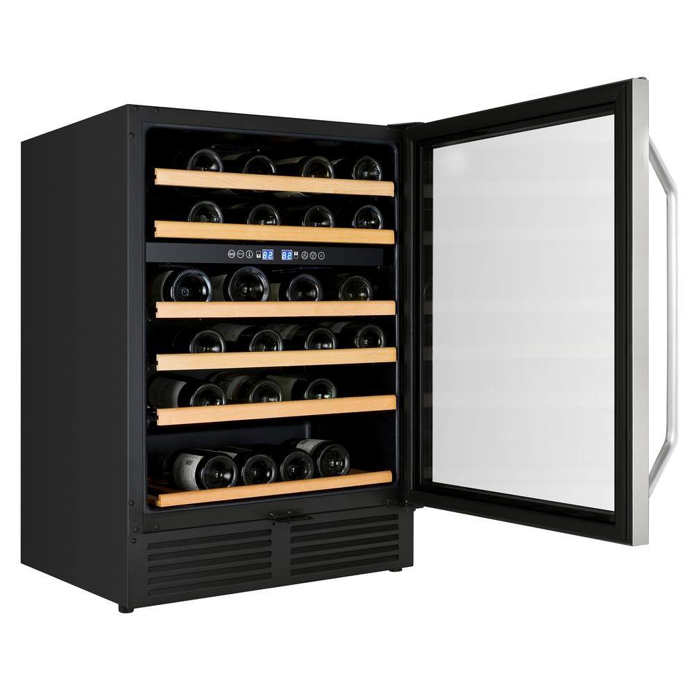 Silver Dual-Zone 49-Bottle Wine Cooler with Glass Door