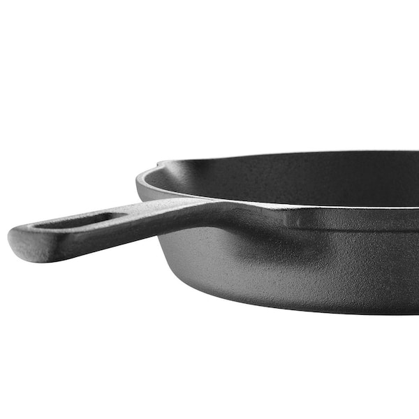 MasterPRO 10 in. Cast Iron Frying Pan with Helper Handle, Red