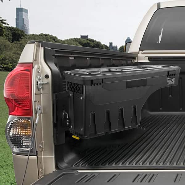 Truck Bed Storage Box, Lockable Lid, Waterproof ABS Wheel Well Crossover 6.6 Gal. /20 L Truck Tool Box, Black