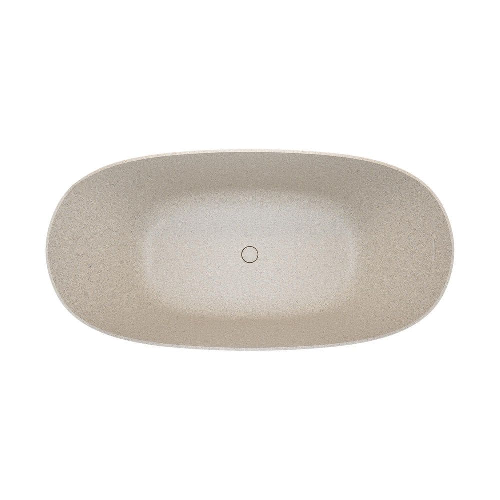 69 in. L x 31.9 in. W Resin Stone Soaking Bathtub Solid Surface Freestanding Tub with Center Drain in Cream Grey price history on PriceWatchPro