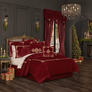 Nicholas 3-Piece Crimson Polyester King/Cal King Polyester Duvet Cover Set