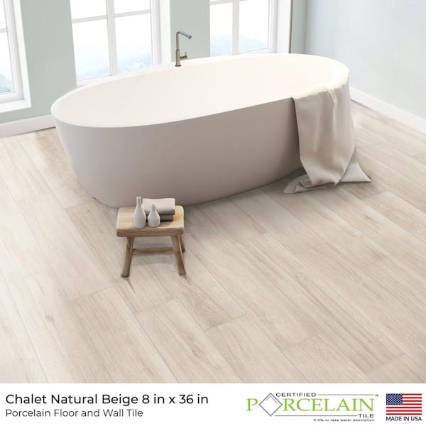 Florida Tile Home Collection Chalet Natural Light Beige 8 in. x 36 in.  Matte Porcelain Floor and Wall Tile (27 cases / 419.58 sq. ft. / Pallet)  CHDECD028X36P - The Home Depot