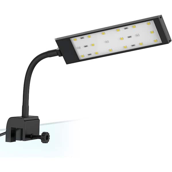 NICREW Aquarium Clip On Light 7-Watts White Blue LEDs 320LM Adjustable Mount For 2.5 to 5-Gallon Tanks