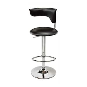 32 in. Black and Chrome Low Back Metal Frame Counter Stool with Faux Leather Seat