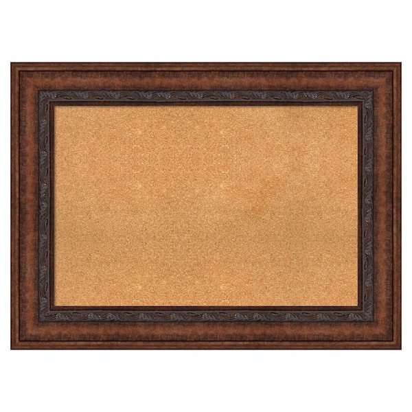 Amanti Art Decorative Bronze Natural Corkboard 46 in. x 34 in. Bulletin Board Memo Board
