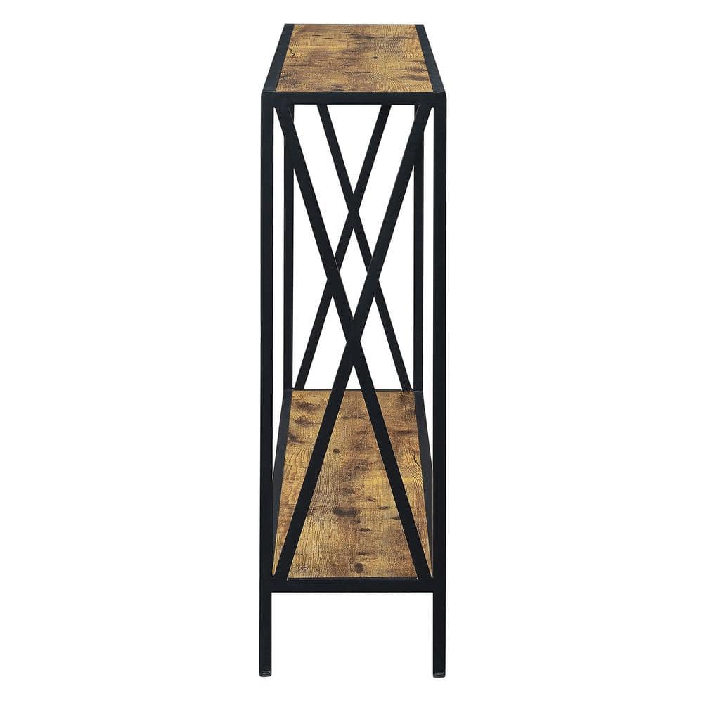 Tucson Modern Barnwood & Black Console Table with Storage Shelf