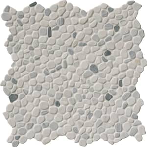 Black and White Pebbles 12 in. x 12 in. x 10 mm Tumbled Marble Mosaic Tile (9.1 sq. ft. / Case)