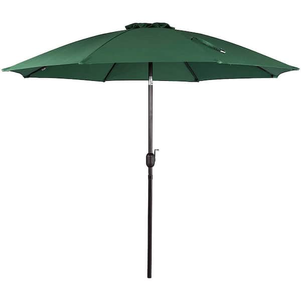 Unbranded 10 ft. Market Outdoor Terrace Umbrella Patio Umbrella in Dark Green With Button Tilt And Black Support Bar