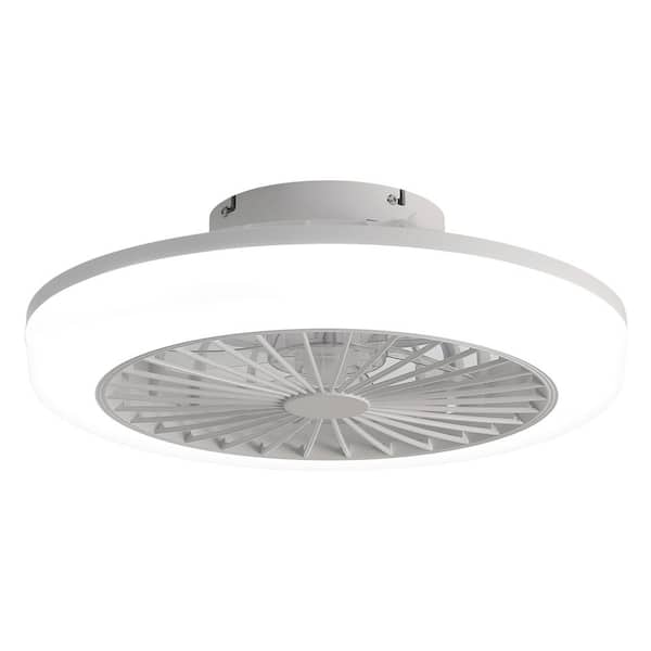 Unbranded 18 in. Enclosed Indoor Flush Mount Low Profile Bladeless Ceiling Fan with Light and Remote