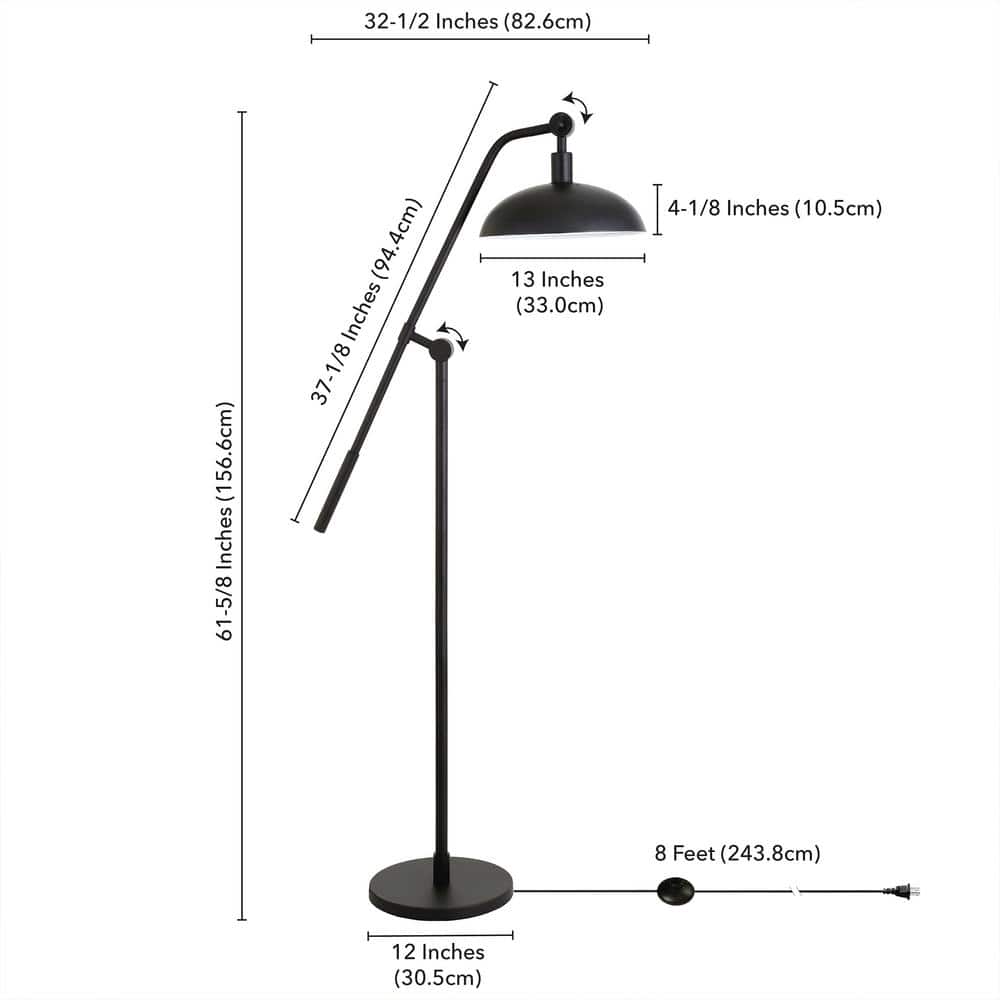 Devon Adjustable Blackened Bronze Floor Lamp with Boom Arm