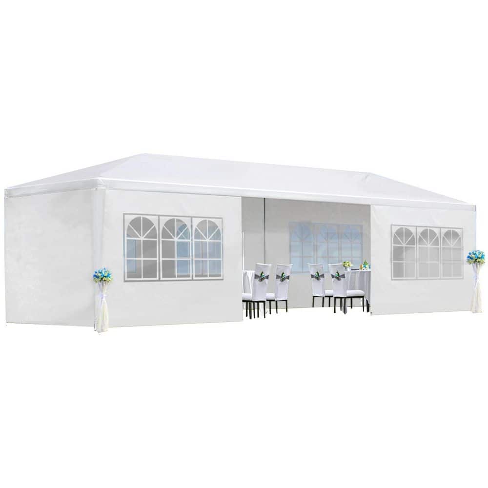10 ft. x 30 ft. Outdoor Wedding Party White Canopy with 8 Removable Sidewal