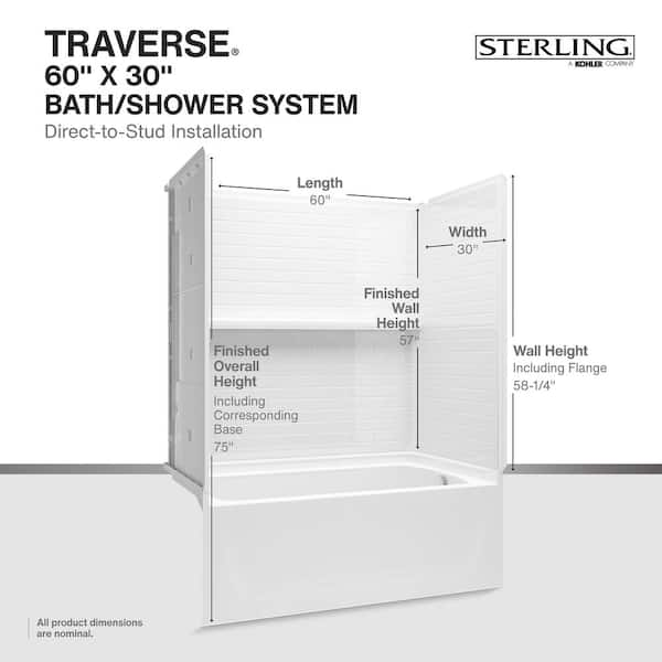 STERLING STORE+ 5 ft. Right-Hand Drain Rectangular Alcove Bathtub with Wall  Set and 12-Piece Accessory Set in White 71171720-0-12 - The Home Depot