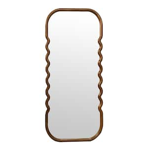 31 in. W x 74 in. H Rectangular Wood Framed Brown Mirror for Living Room