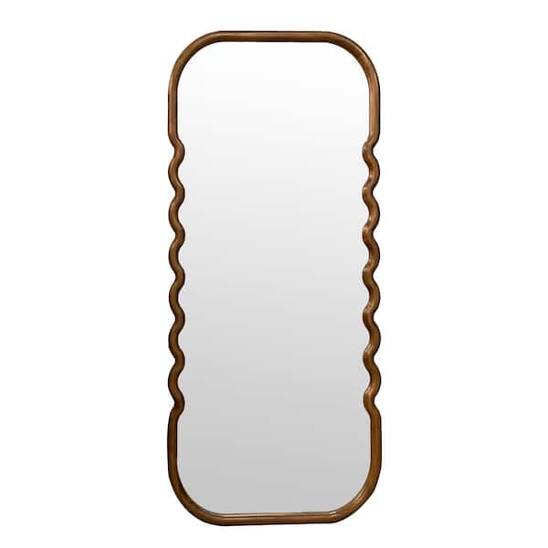 Unbranded 31 in. W x 74 in. H Rectangular Wood Framed Brown Mirror for Living Room