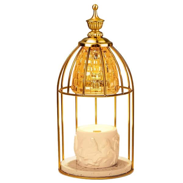 OBJLGEV Vintage Birdcage Design Electric Candle Warmer Lamp with Timer Scented Jar Candle Melter for Home Decor 2-Bulbs