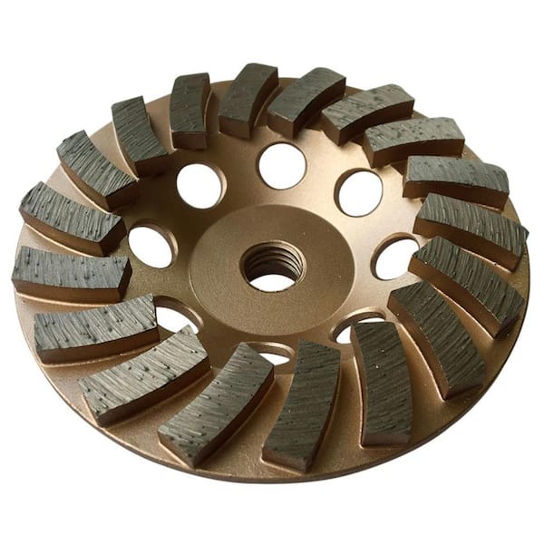 EDiamondTools 4.5 in. Diamond Grinding Wheel for Concrete and Masonry, 18 Turbo Segments, 5/8 in.-11 Threaded Arbor