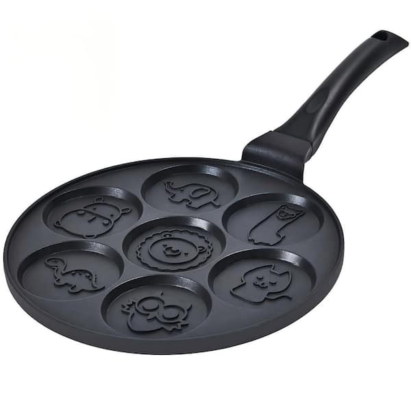 10.5 Inch Animal Aluminum Pancake Maker Egg Frying Pan, Black Nonstick Pancake Mold Set for All Stovetops