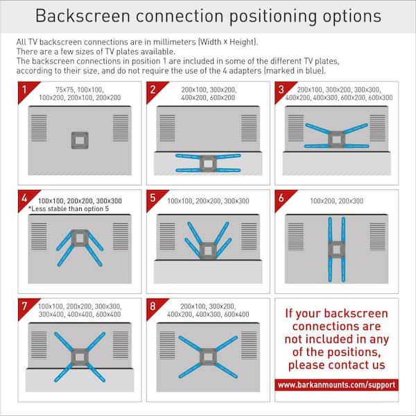 BARKAN Barkan - Muurbeugel 29 inch - 65 inch/74cm - 165cm Vast Vlak TV